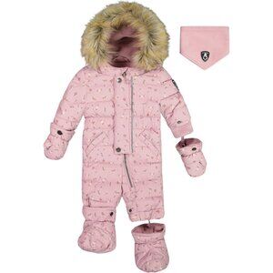 Deux par Deux One Piece Baby Snowsuit Rose Printed Mini Flowers 24M